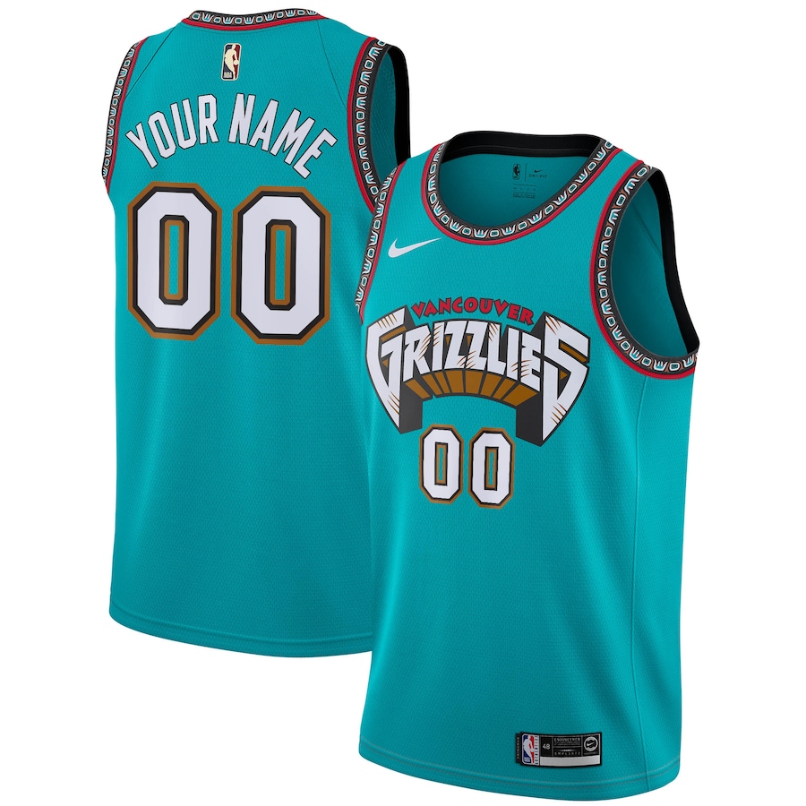 Men Nike Turquoise Memphis Grizzlies Hardwood Classics Custom Swingman NBA Jersey